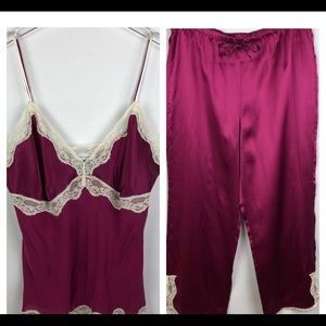 Silk Lace Cropped Pajama Set | M